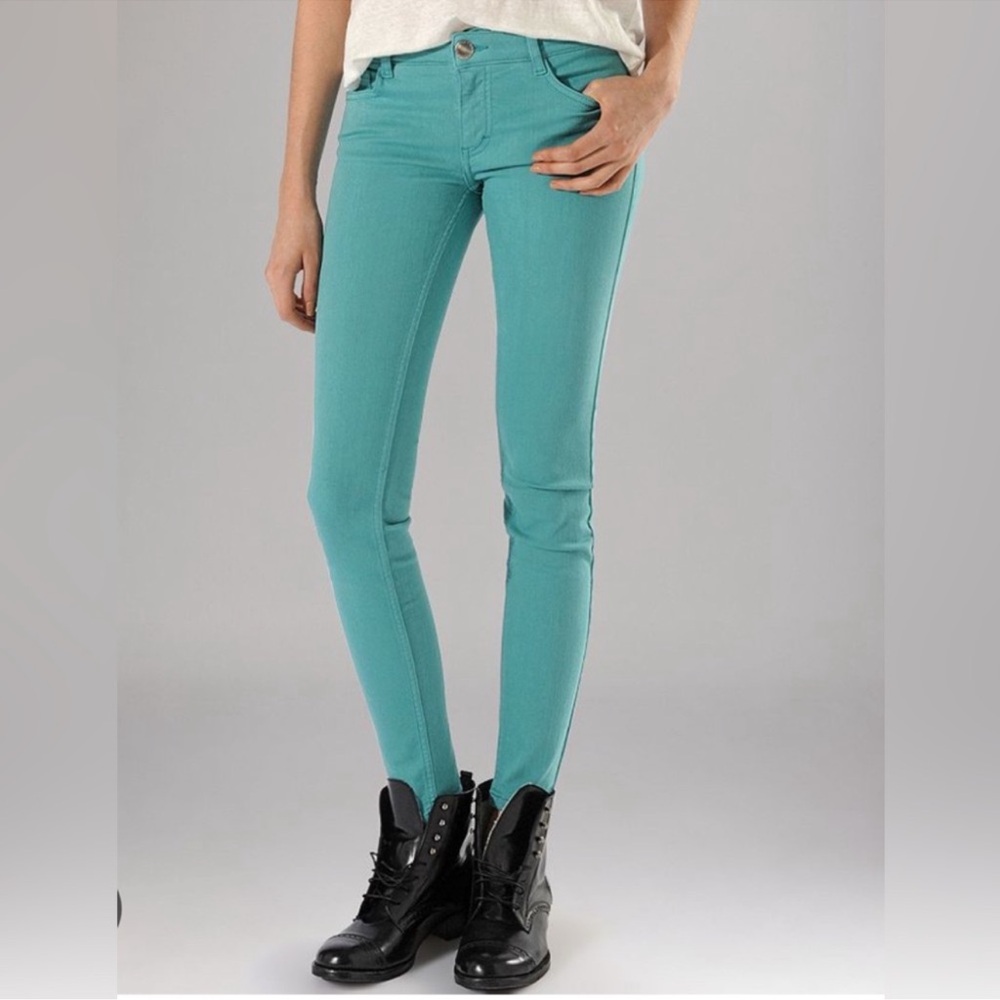 Maje Women’s Skinny Aqua Green Jeans Sz 36